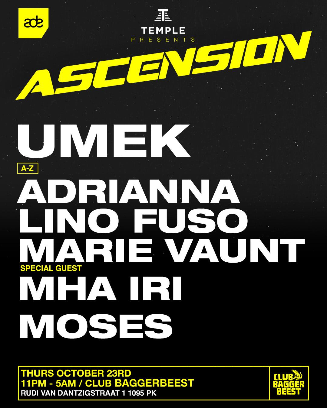Tmpl Presents: Umek, Marie Vaunt + More : Ascension At Ade