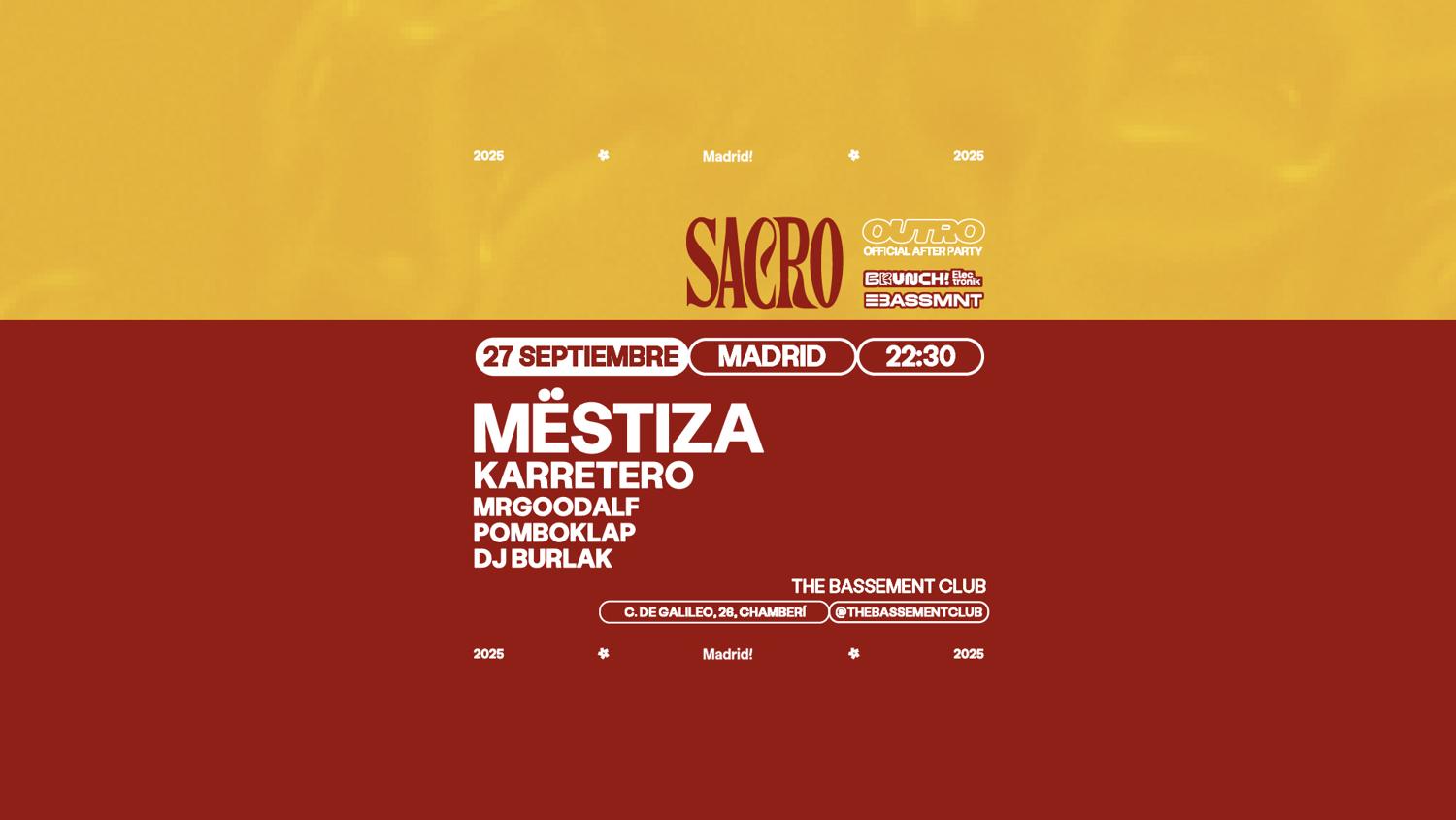 Sacro By Mëstiza - Official After Party Brunch Electronik