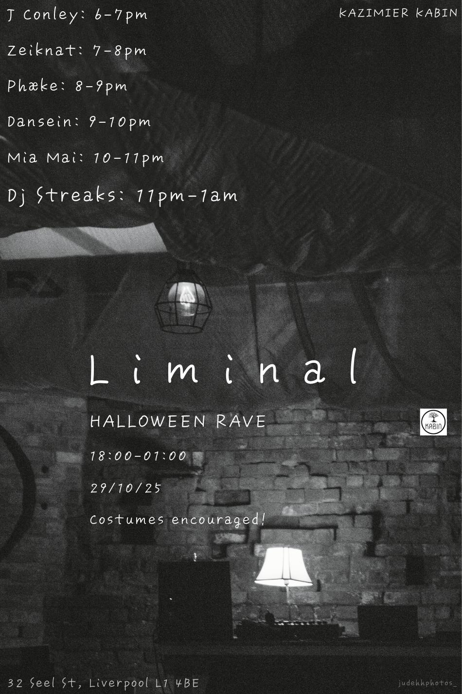 Alinea Events Presents: Liminal (Halloween Rave) With Dj Streaks + More