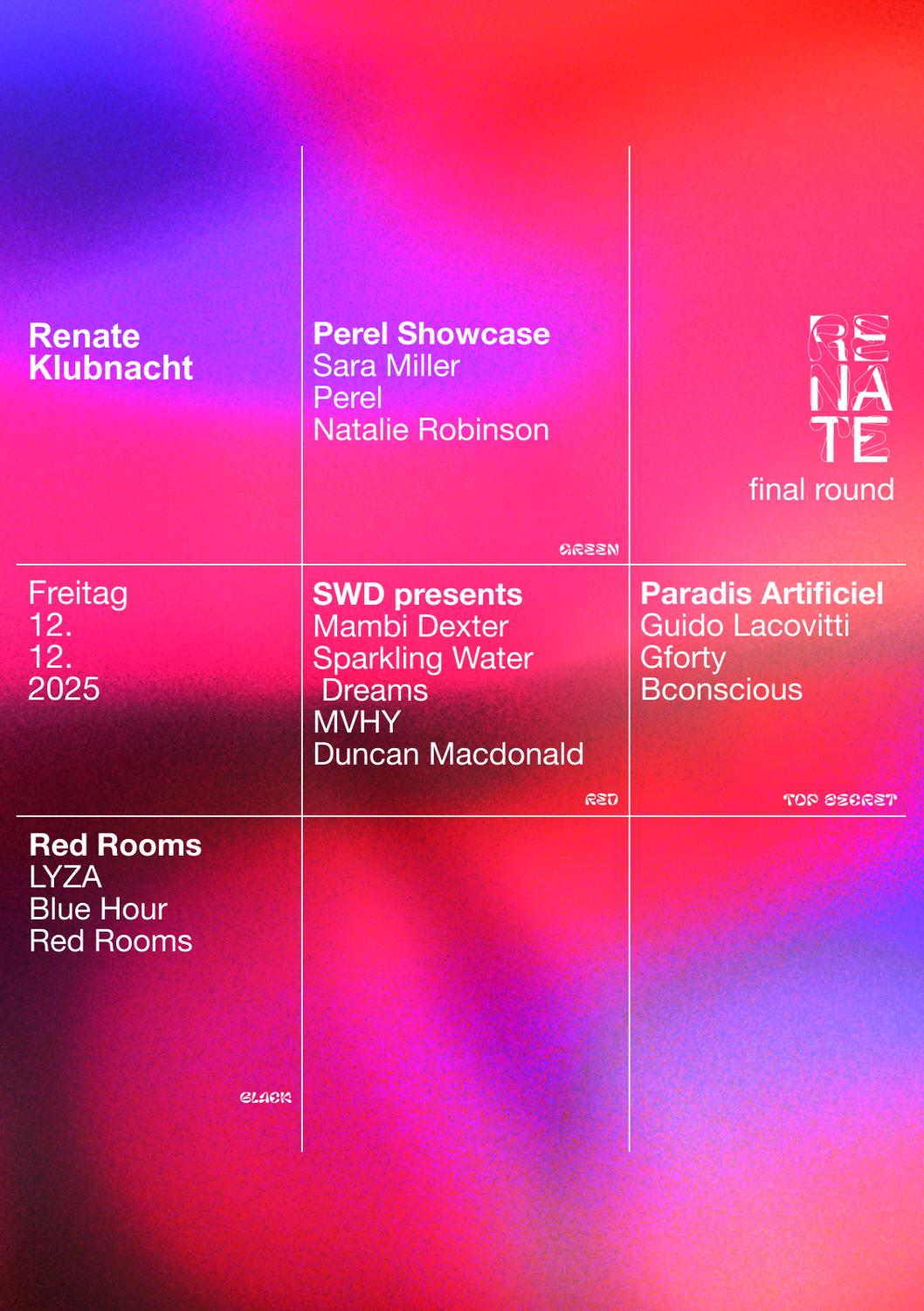 Final Round W Perel, Natalie Robinson, Blue Hour, Red Rooms, Sparkling Water Dreams, Lyza