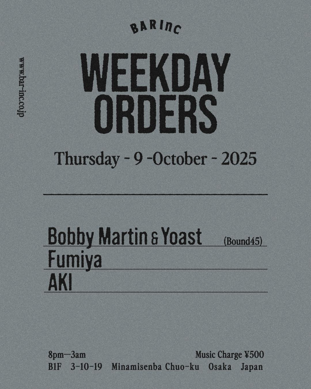 Weekday Orders