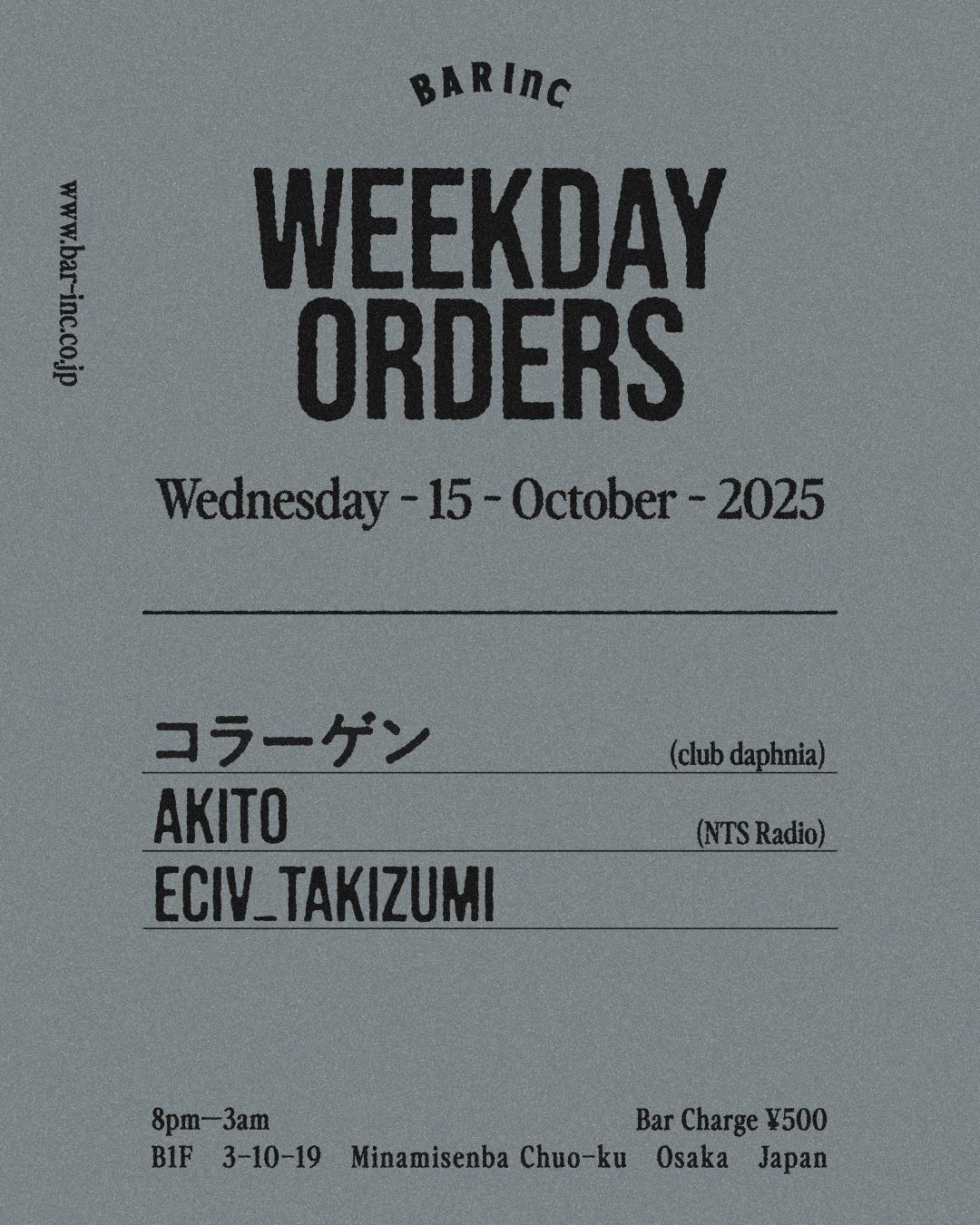 Weekday Orders