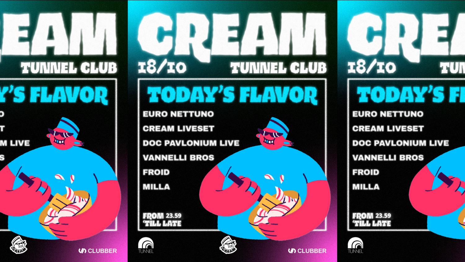 Cream At Tunnel Club With Euro Nettuno, Doc Pavlonium, Vannelli Bros, Froid, Milla