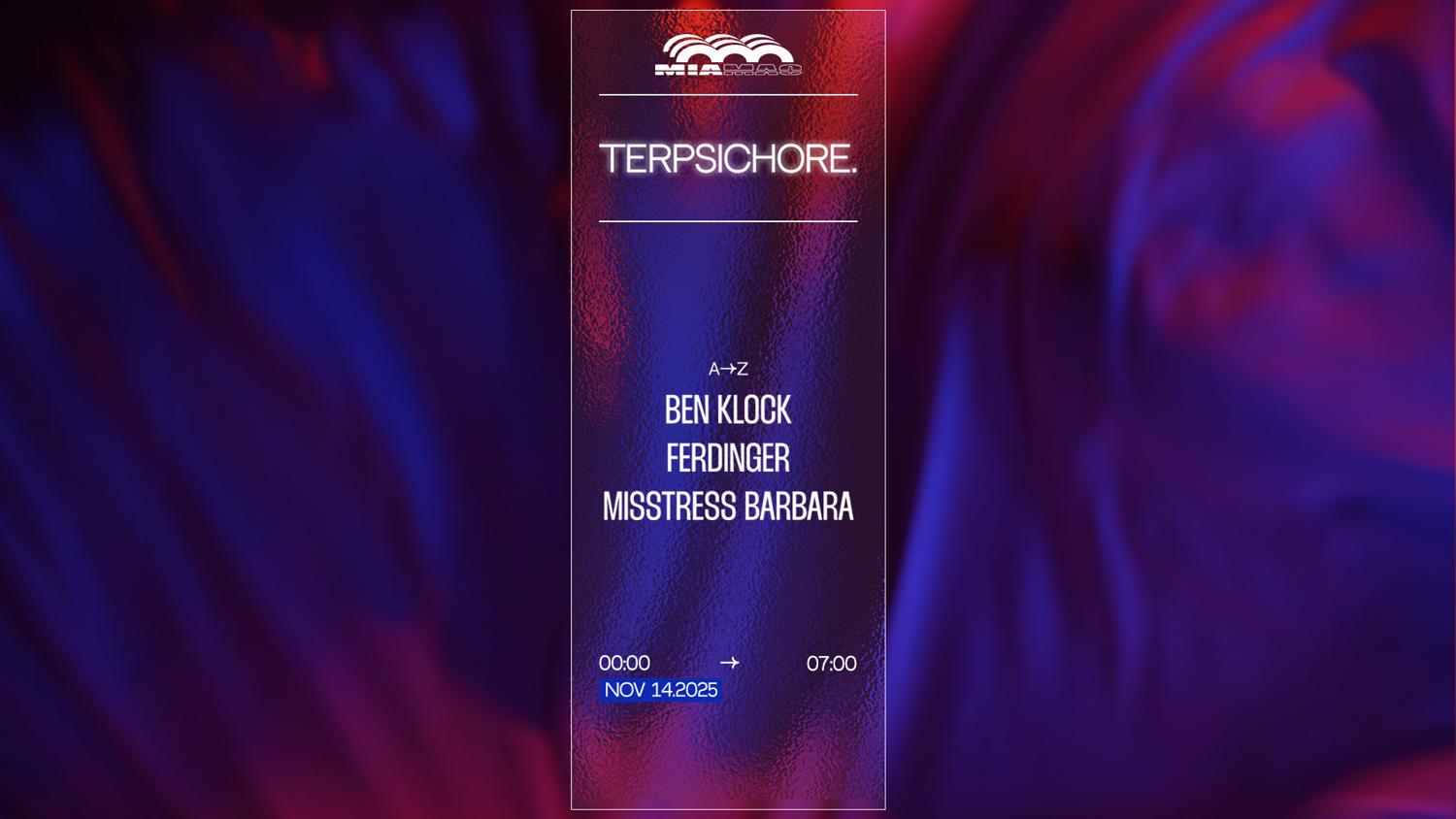 Terpsichore: Ben Klock, Misstress Barbara, Ferdinger