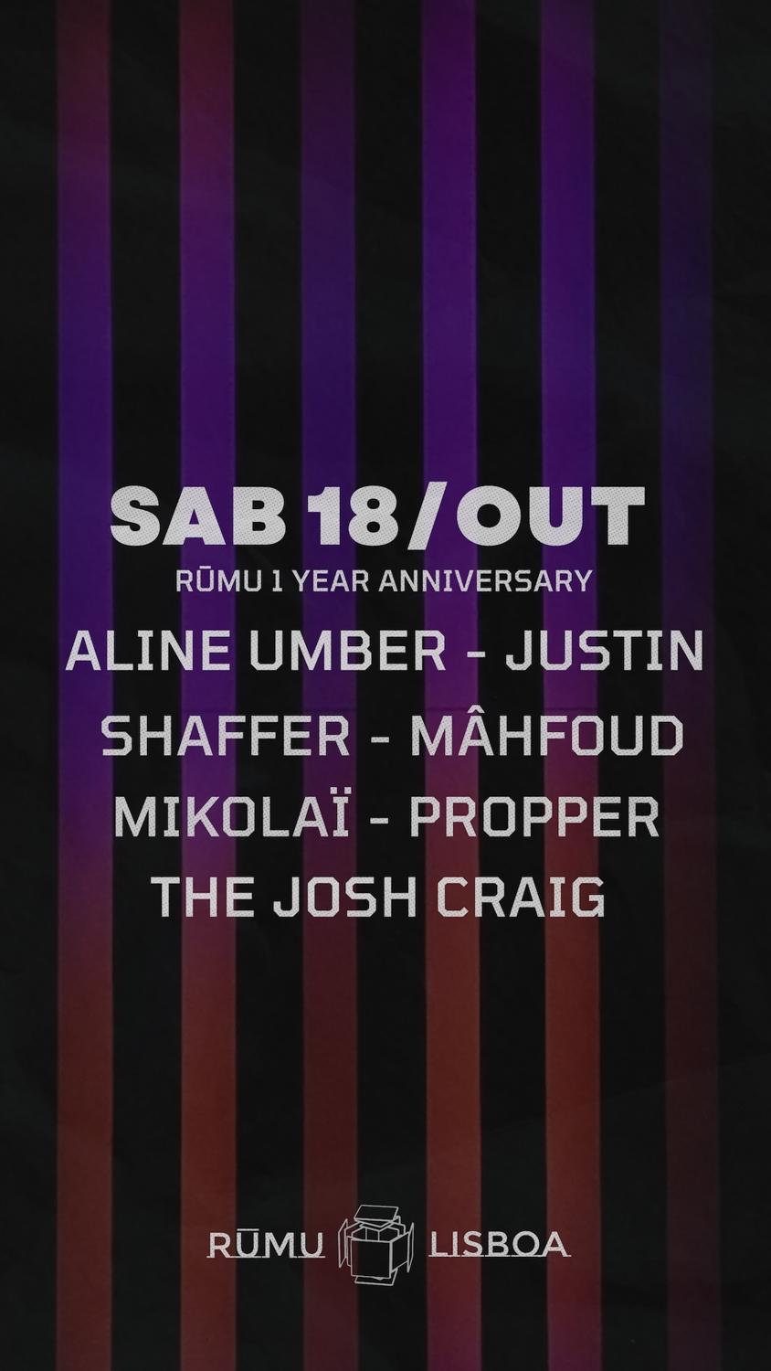 Rūmu Presents: Aline Umber, Justin Shaffer, Mâhfoud, The Josh Craig, Mikolaï & Impropper
