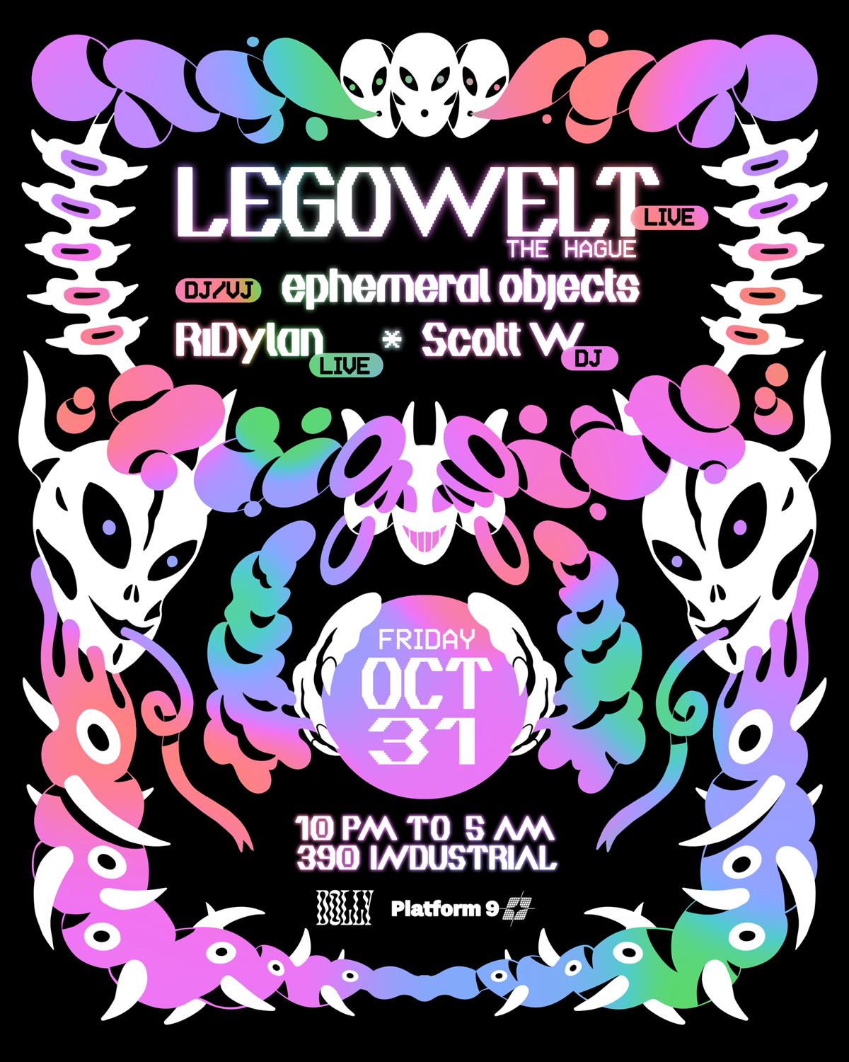 Dolly Halloween With Legowelt (Live) + Ridylan (Live), Ephemeral Objects (Dj/Vj), Scott W
