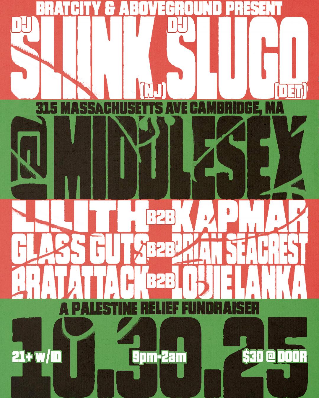 Bratcity X Aboveground: Dj Sliink & Dj Slugo (Palestine Relief Fundraiser)