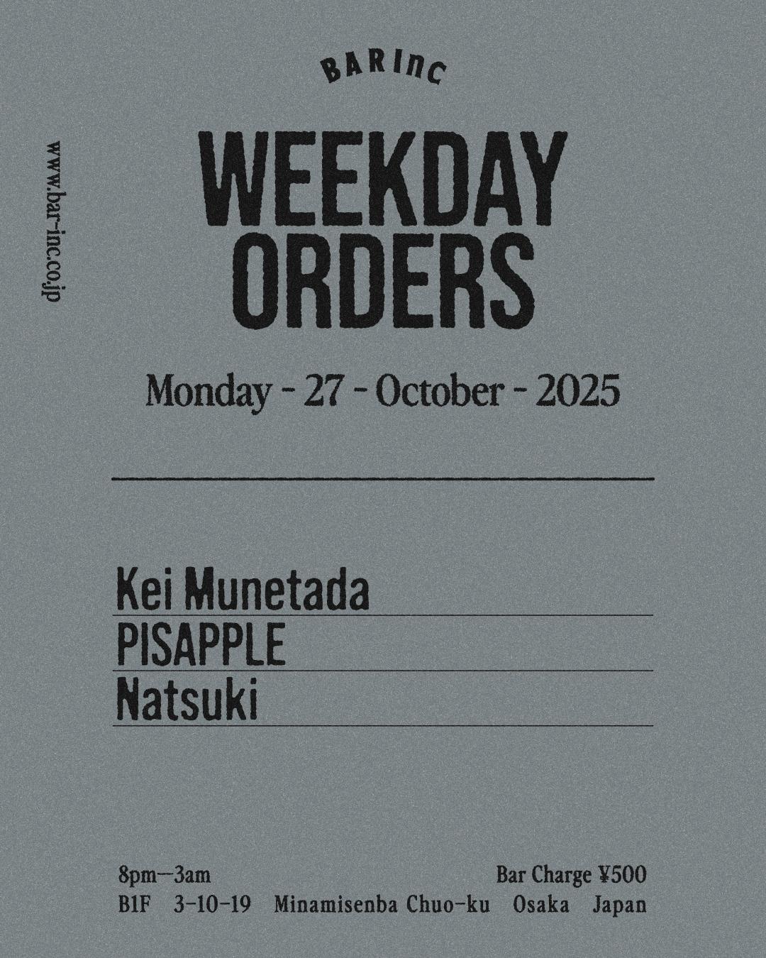 Weekday Orders