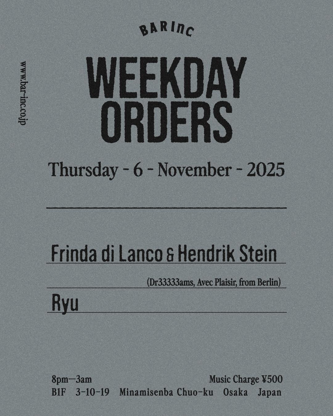 Weekday Orders