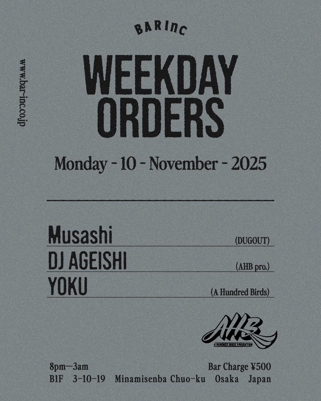 Weekday Orders