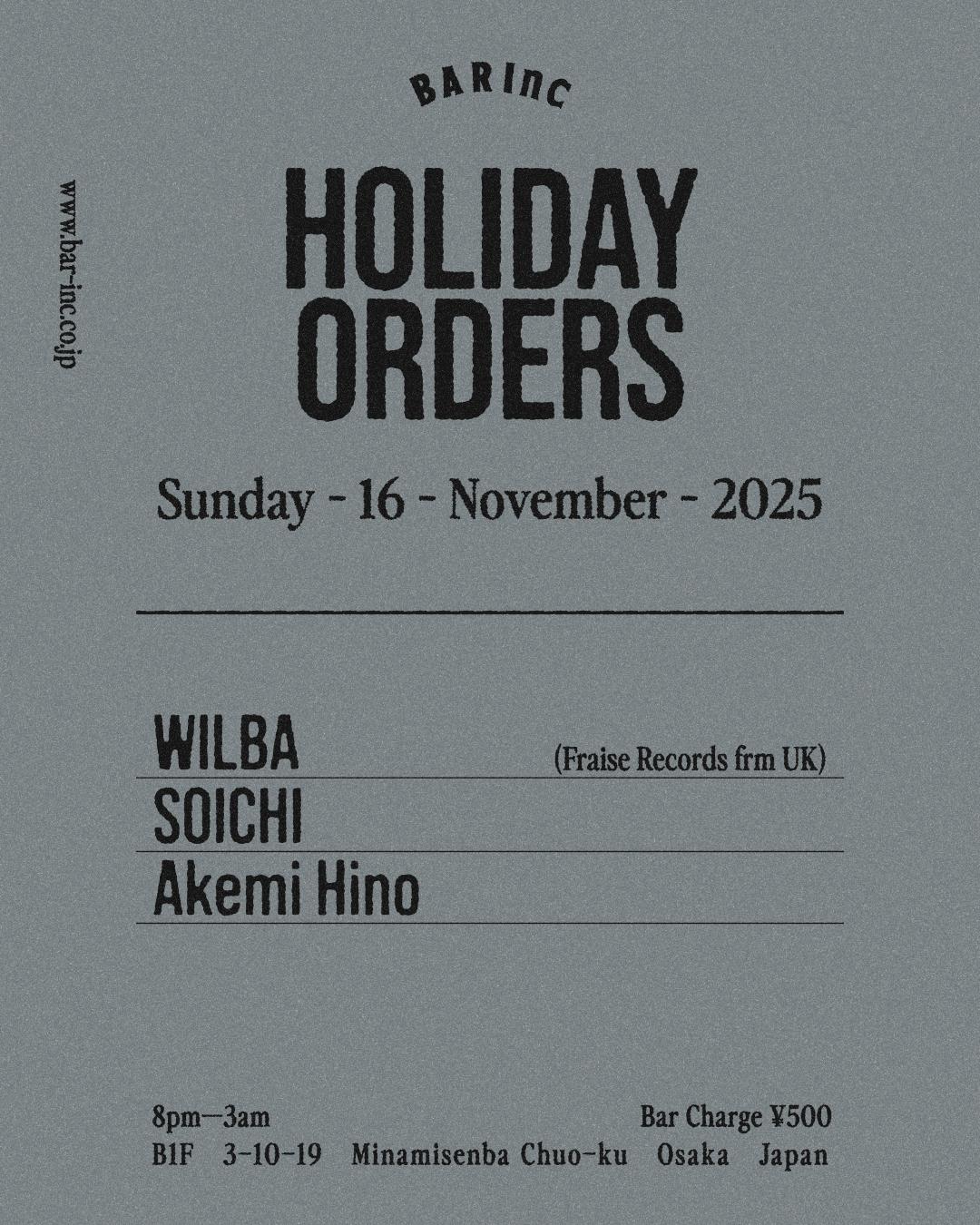 Holiday Orders