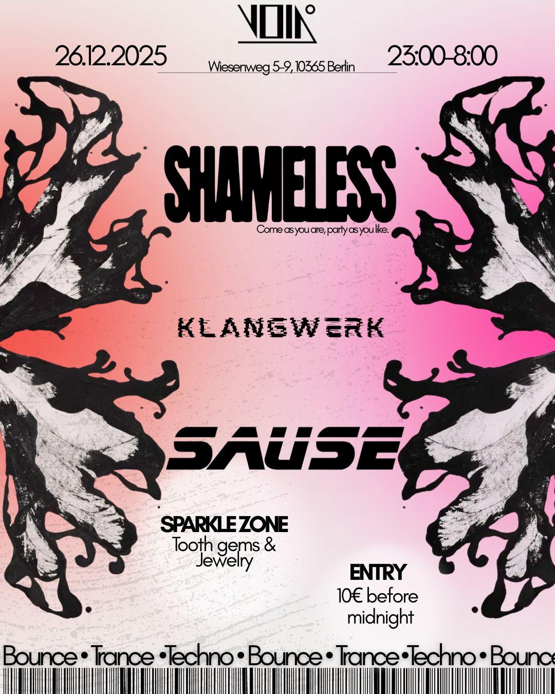 10€ Till Midnight(Abendkasse) Shameless X Sause X Klangwerk