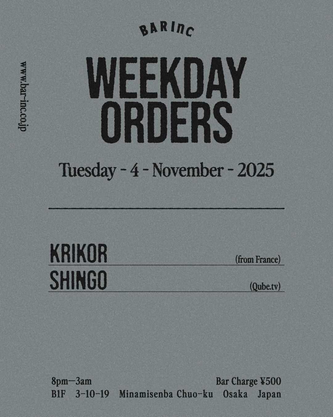Weekday Orders