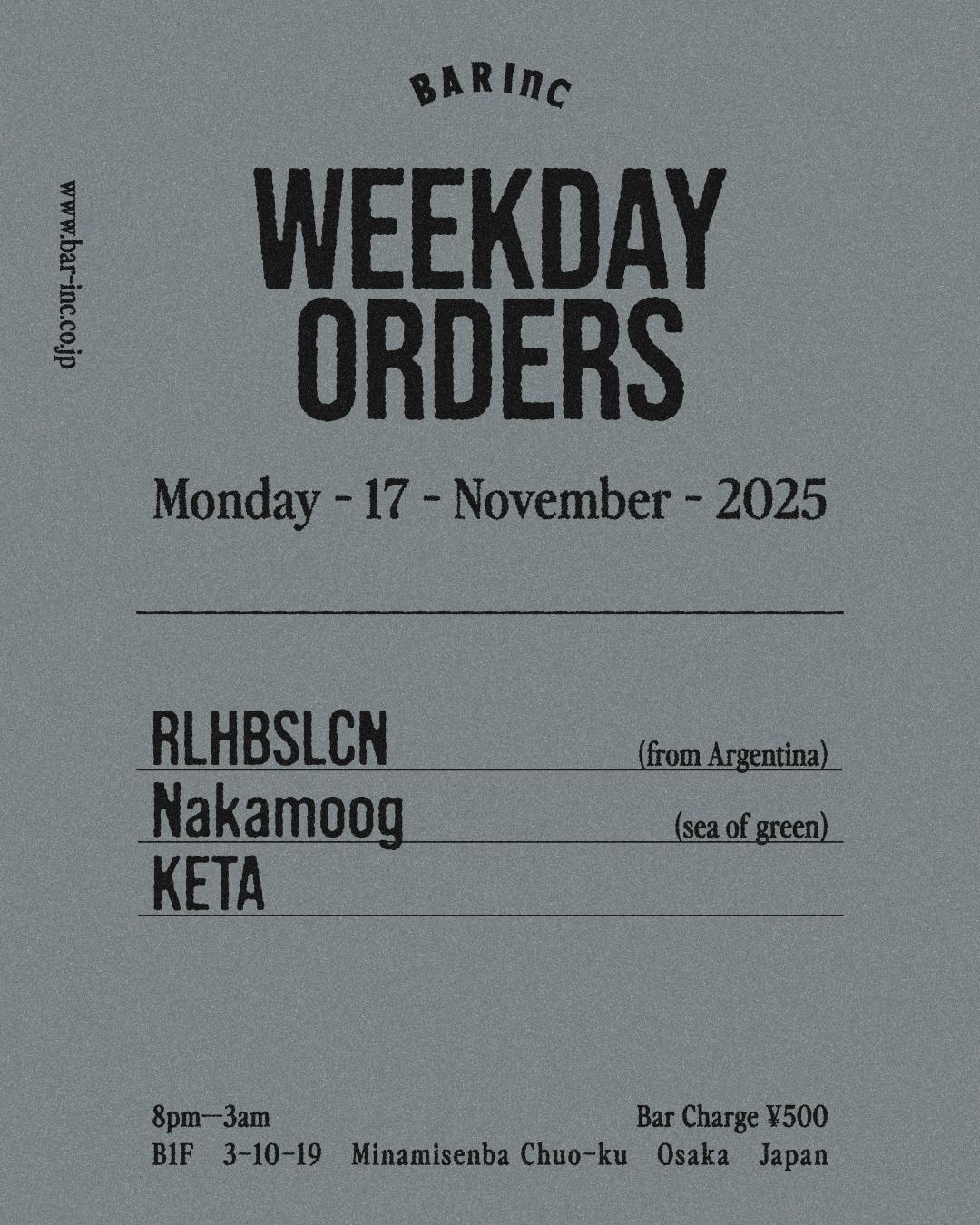 Weekday Orders