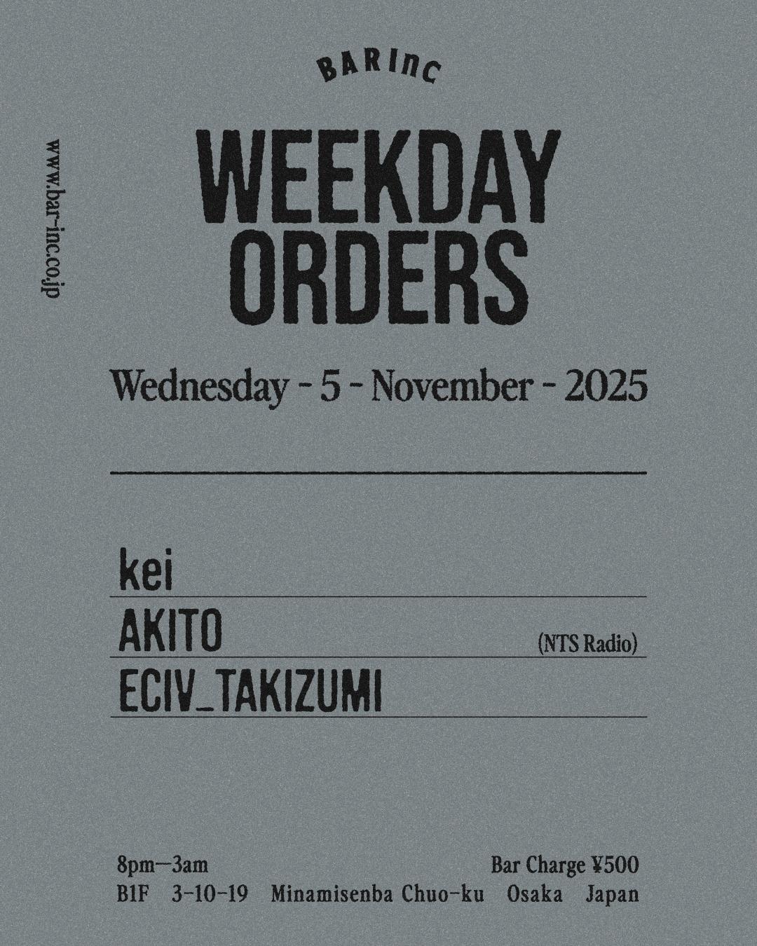 Weekday Orders