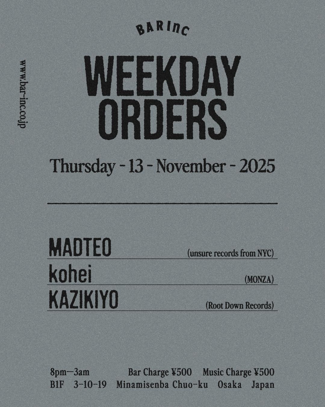 Weekday Orders