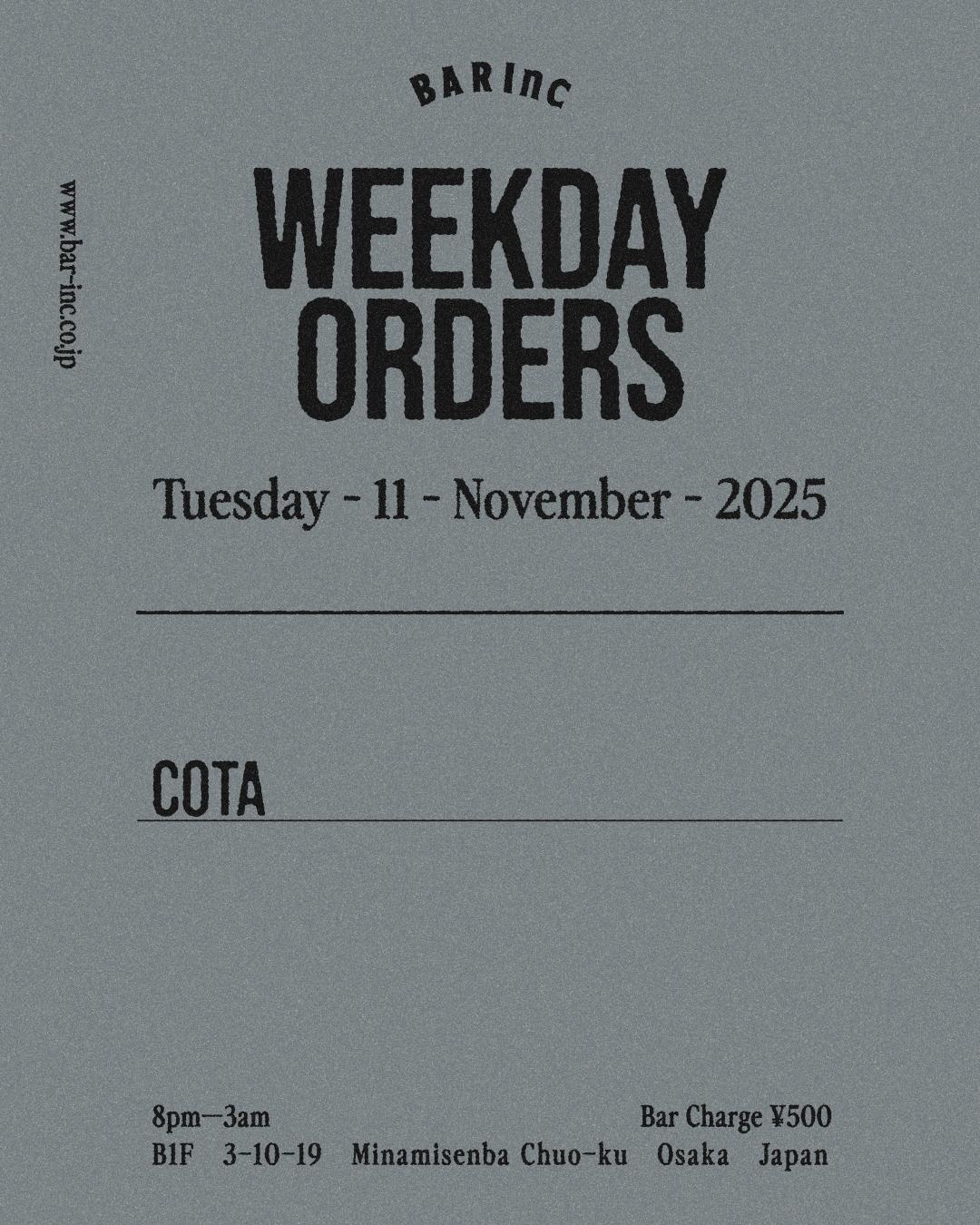 Weekday Orders