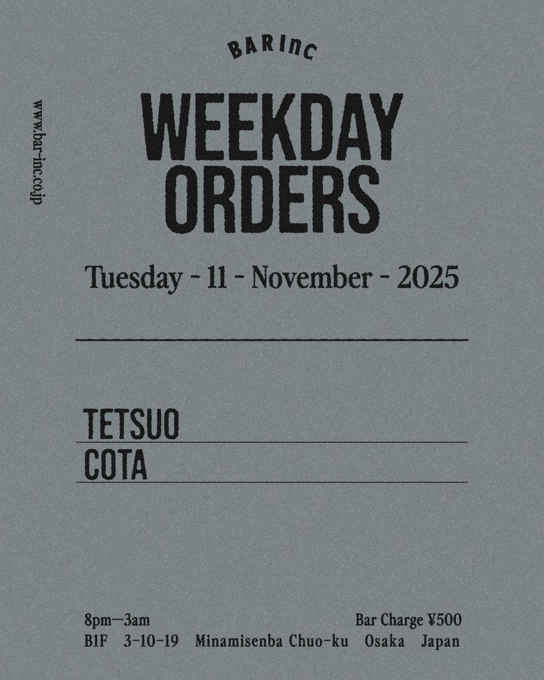 Weekday Orders