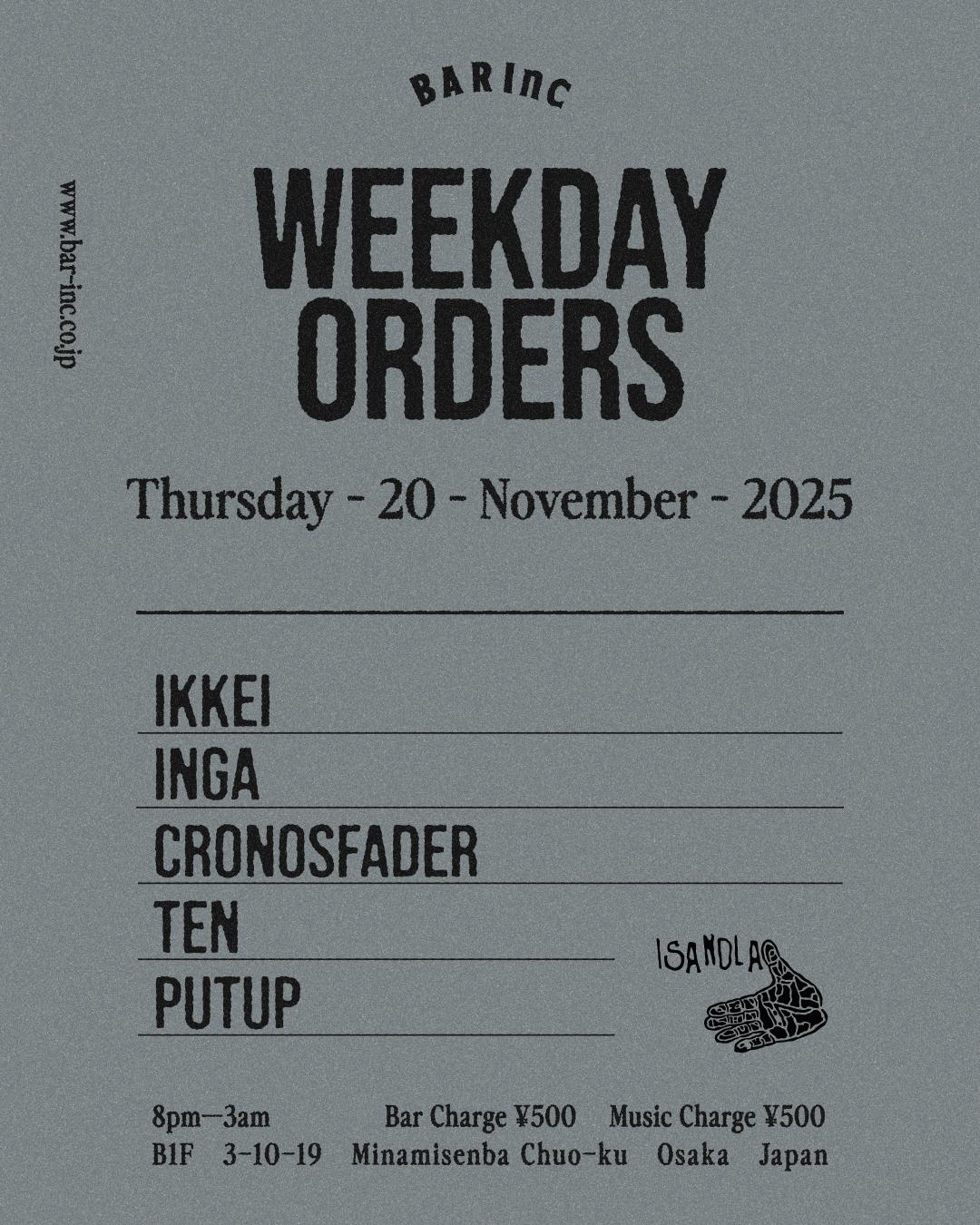 Weekday Orders
