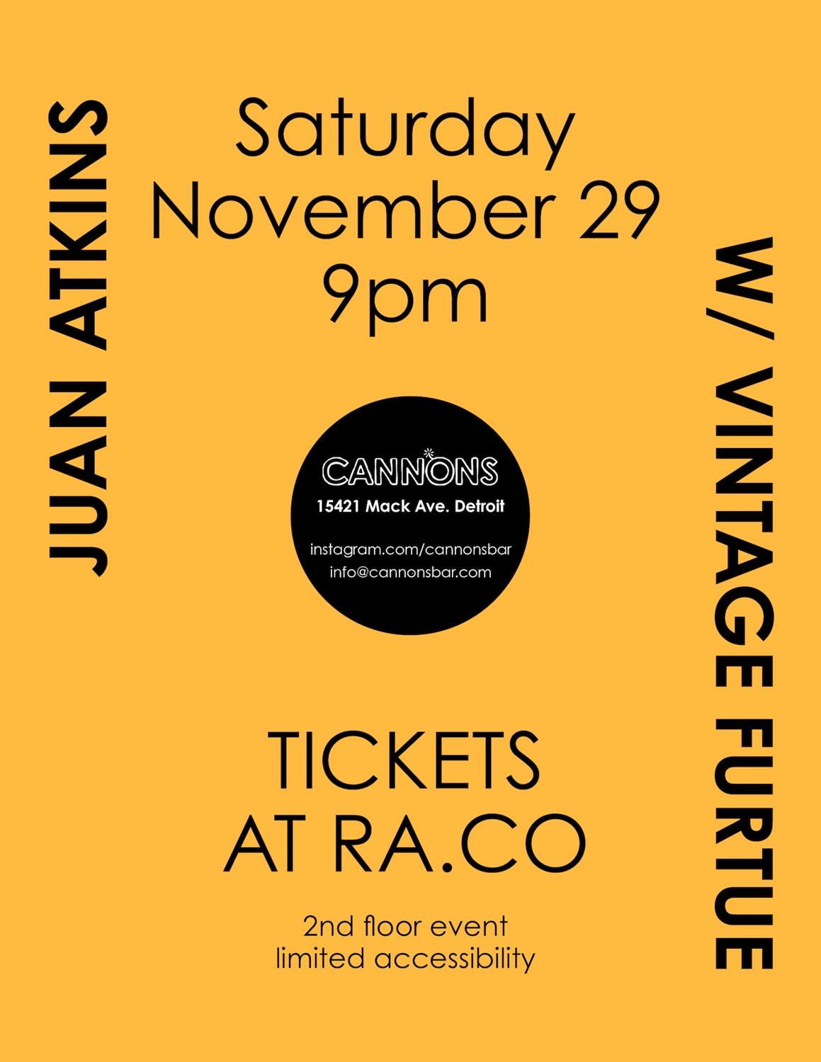 Cannons Nov Residency Feat. Juan Atkins, Vintage Future & Guests