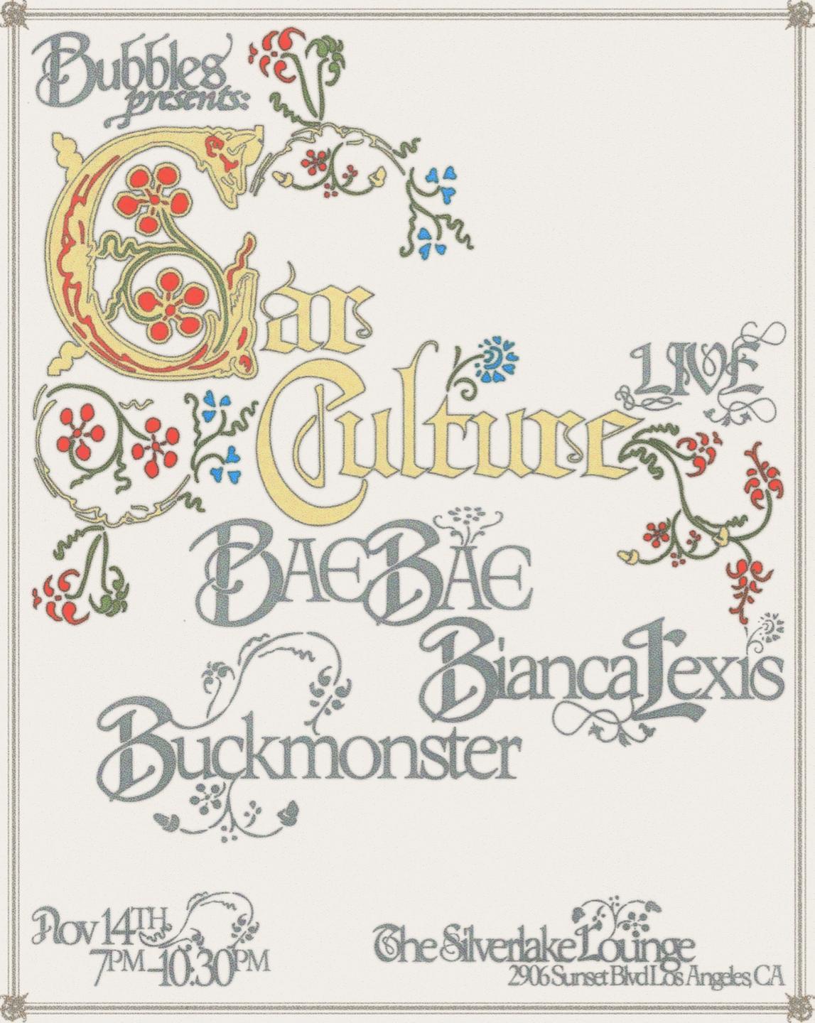 Bubbles Presents: Car Culture (Live) And Friends