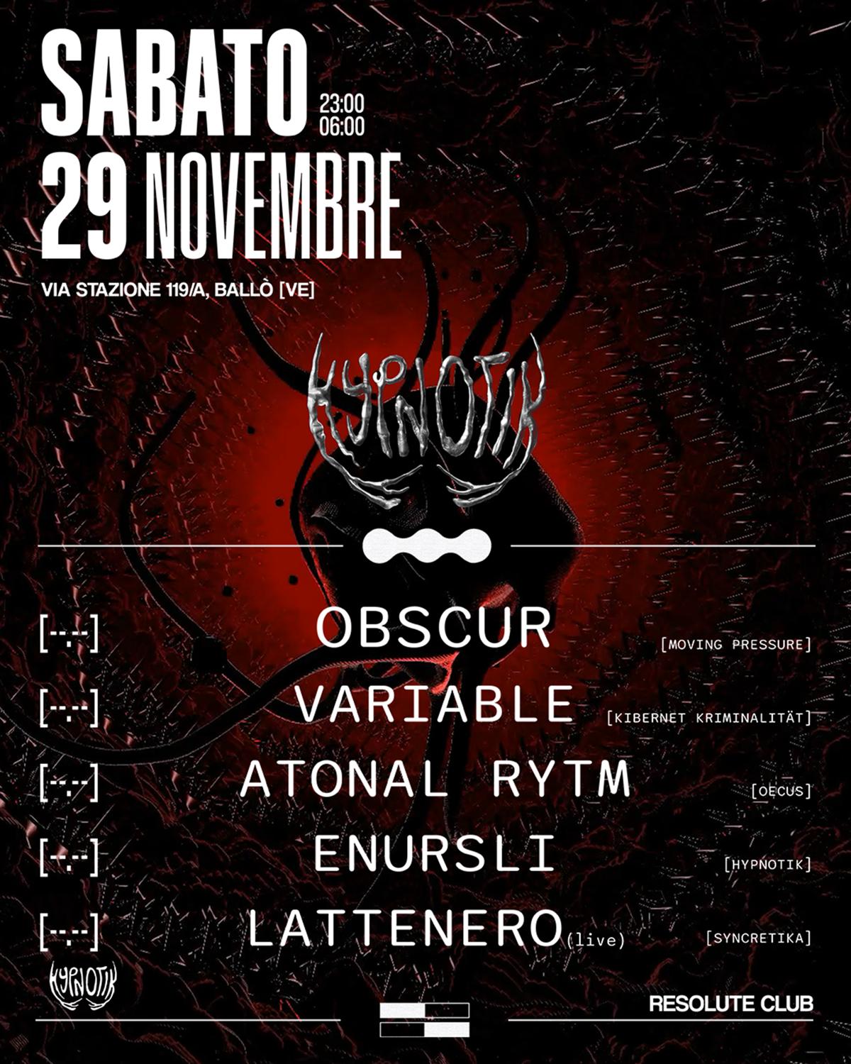Hypnotik - W/Obscur, Variable, Enursli, Atonal Rytm. Lattenero