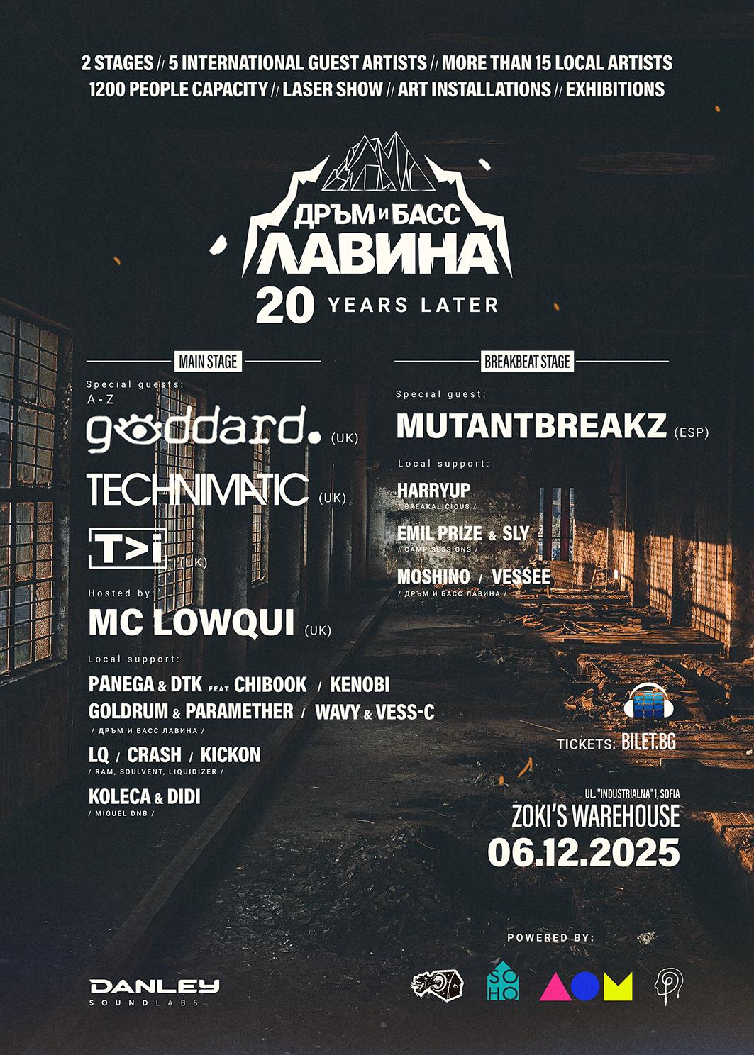 Дръм И Басс Лавина • 20 Years Later • W/ Goddard • Technimatic • T>I • Mc Lowqui • Mutantbreakz