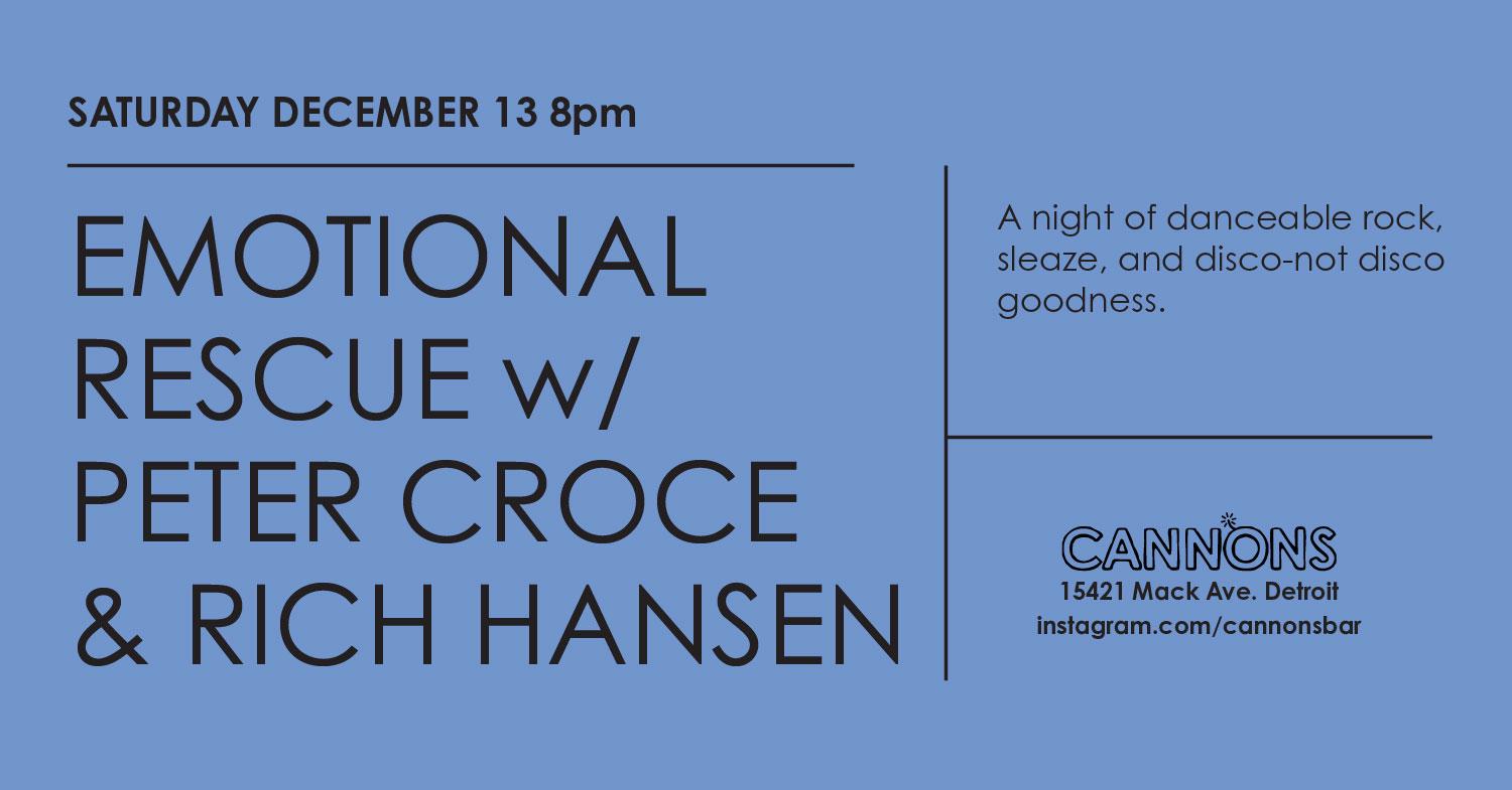 Dec Residency: Emotional Rescue W/ Peter Croce & Rich Hansen