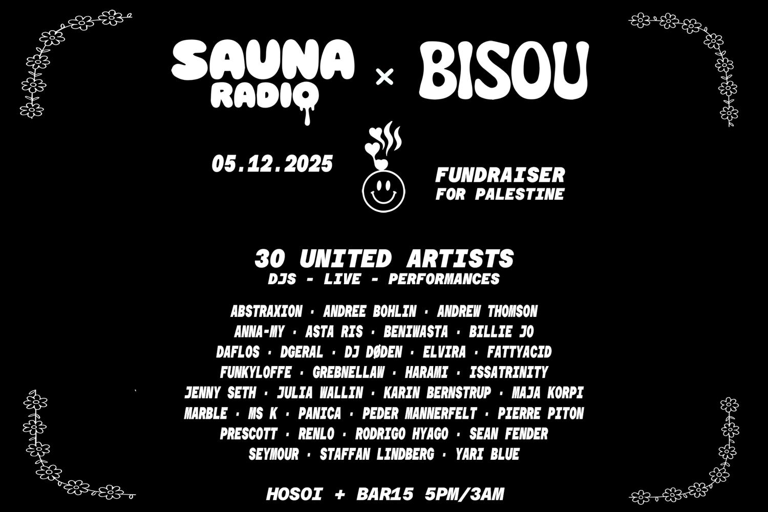 Sauna Radio × Bisou - Fundraiser For Palestine - 30 United Artists