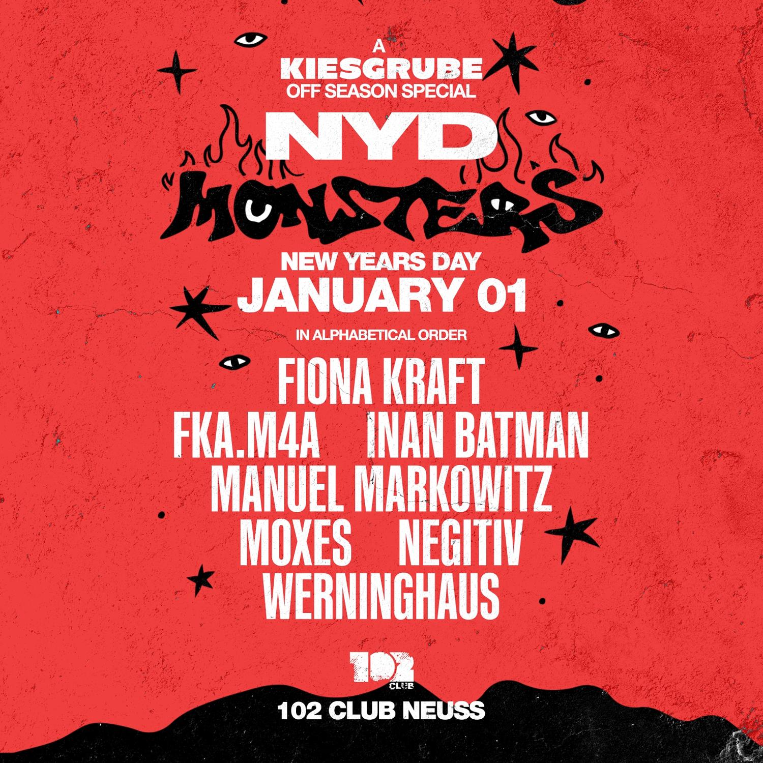Kiesgrube Presents Nyd With Fiona Kraft, Fka.M4A, Inan Batman, Manuel Markowitz, Negitiv,