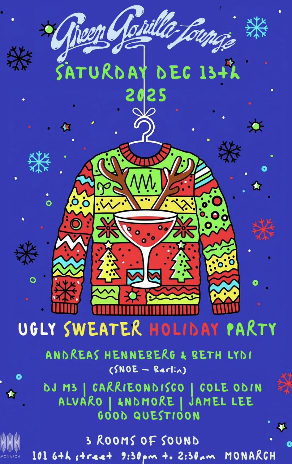 Ugly Sweater Holiday Party: Andreas Henneberg & Beth Lydi - Dj M3