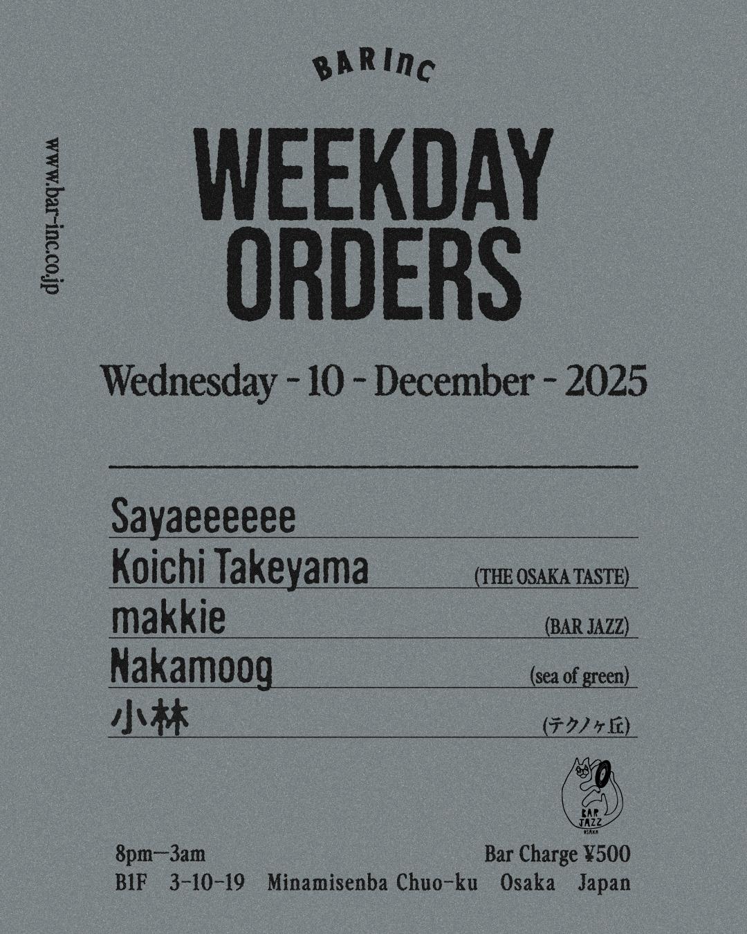Weekday Orders