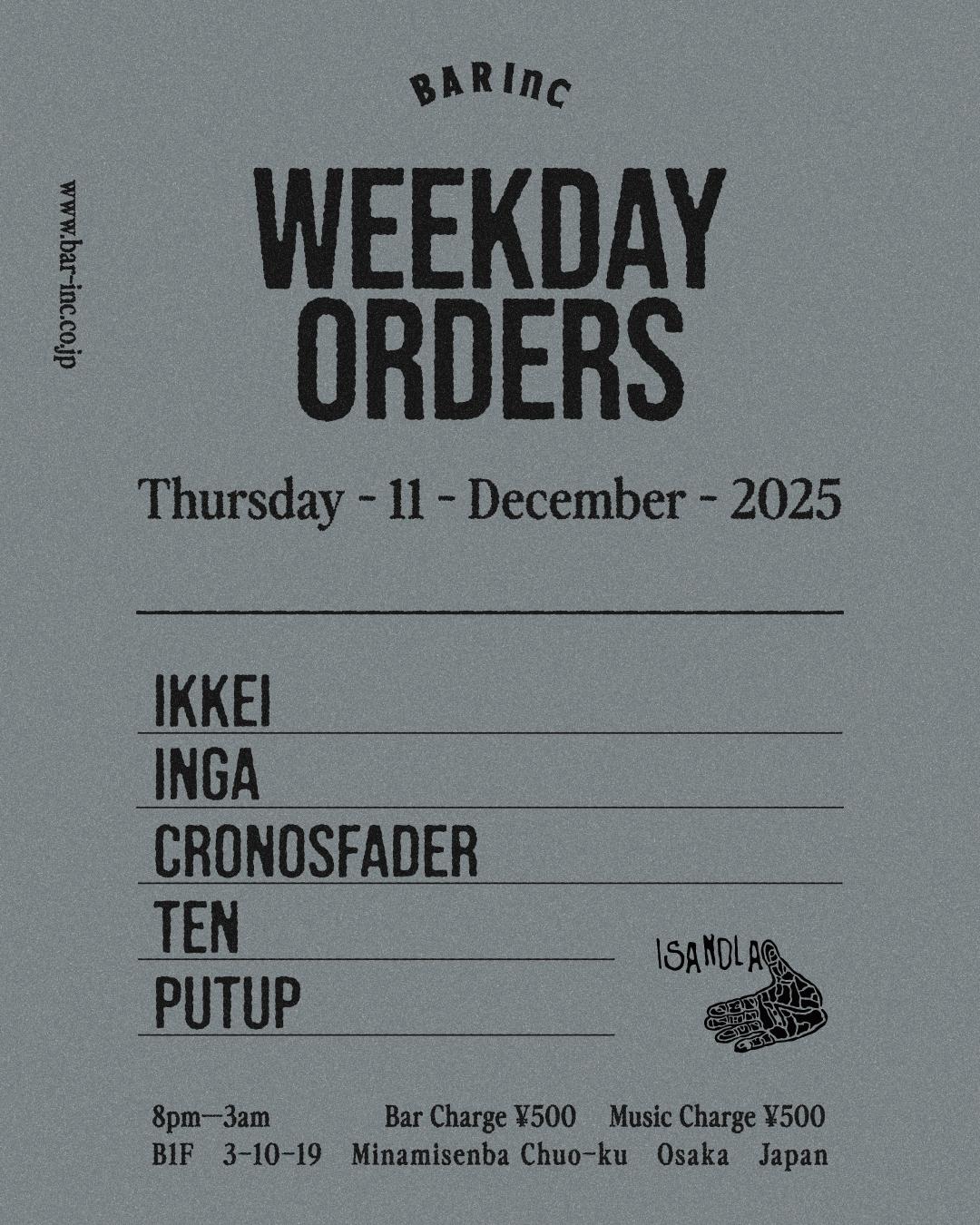 Weekday Orders