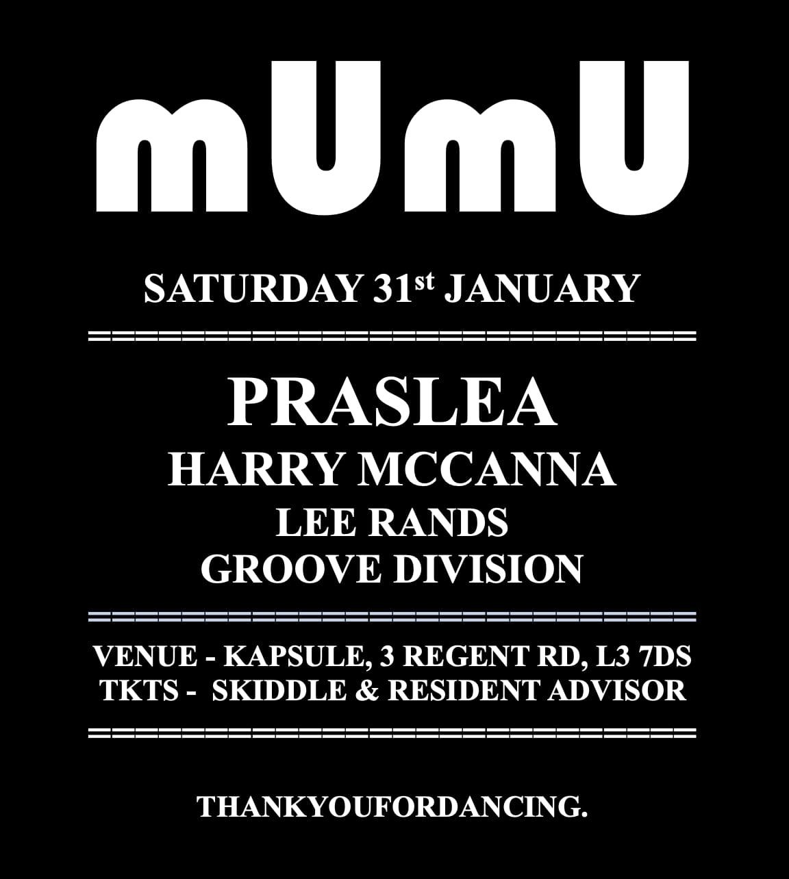 Mumu W/ Praslea, Harry Mccanna, Lee Rands & Groove Division