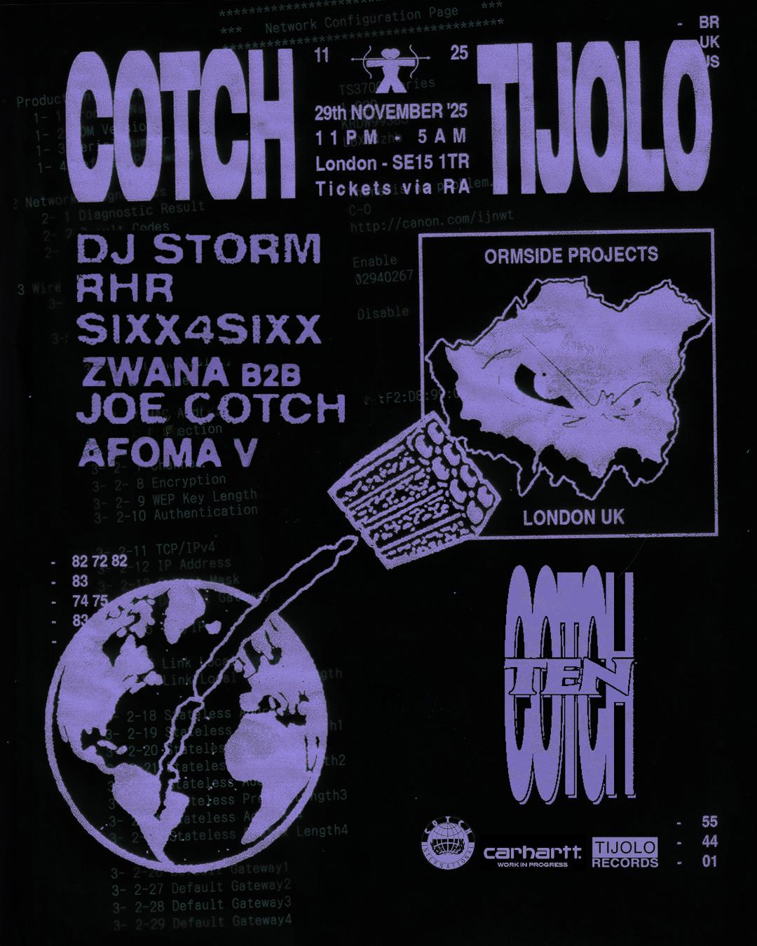 Cotch X Tijolo: Dj Storm, Rhr, Sixx4Sixx, Zwana B2B Joe Cotch, Afoma V