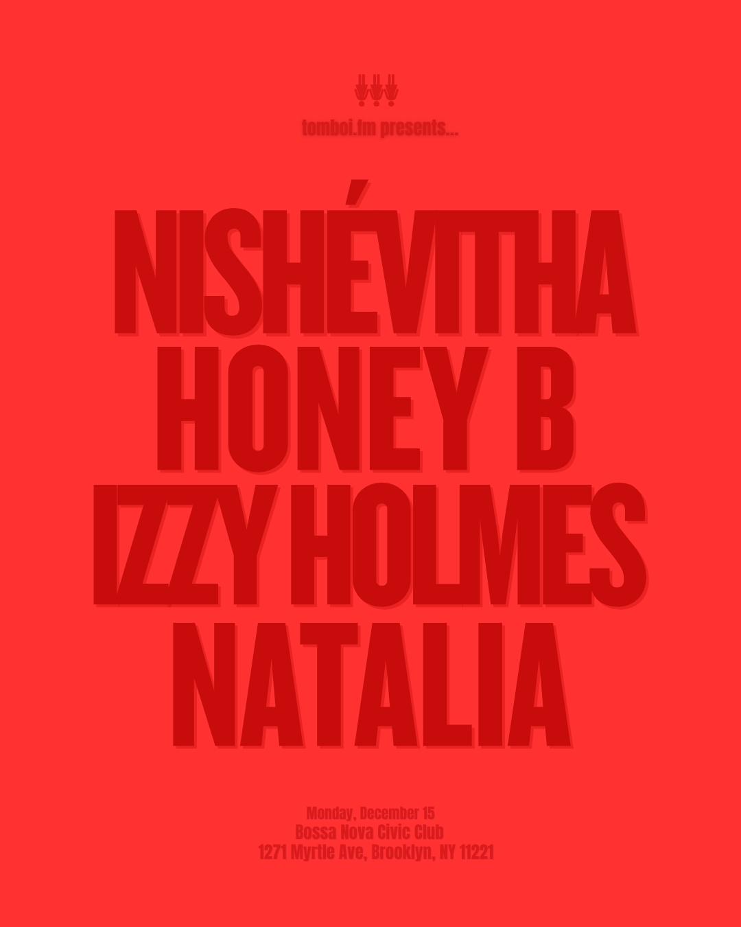 Tomboi.Fm Presents: Izzy Holmes, Honey B, Nishévitha, & Natalia
