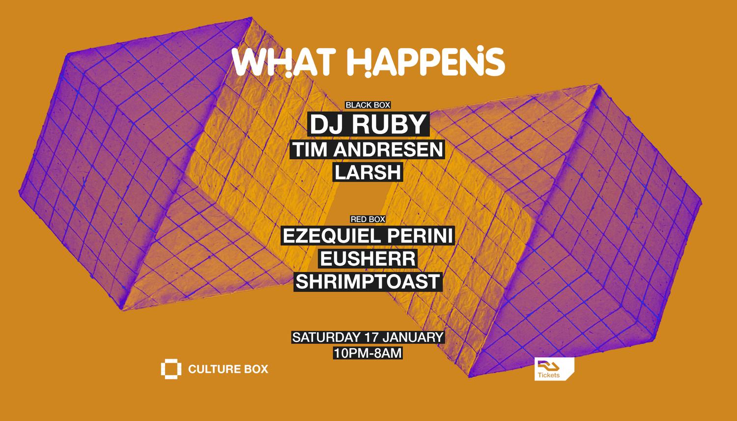What Happens: Dj Ruby / Tim Andresen / Larsh / Ezequiel Perini / Eusherr / Shrimptoast