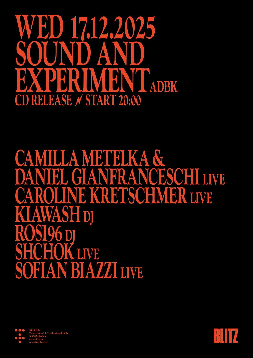 Live: Sound And Experiment (Adbk) [20:00 - 01:00]
