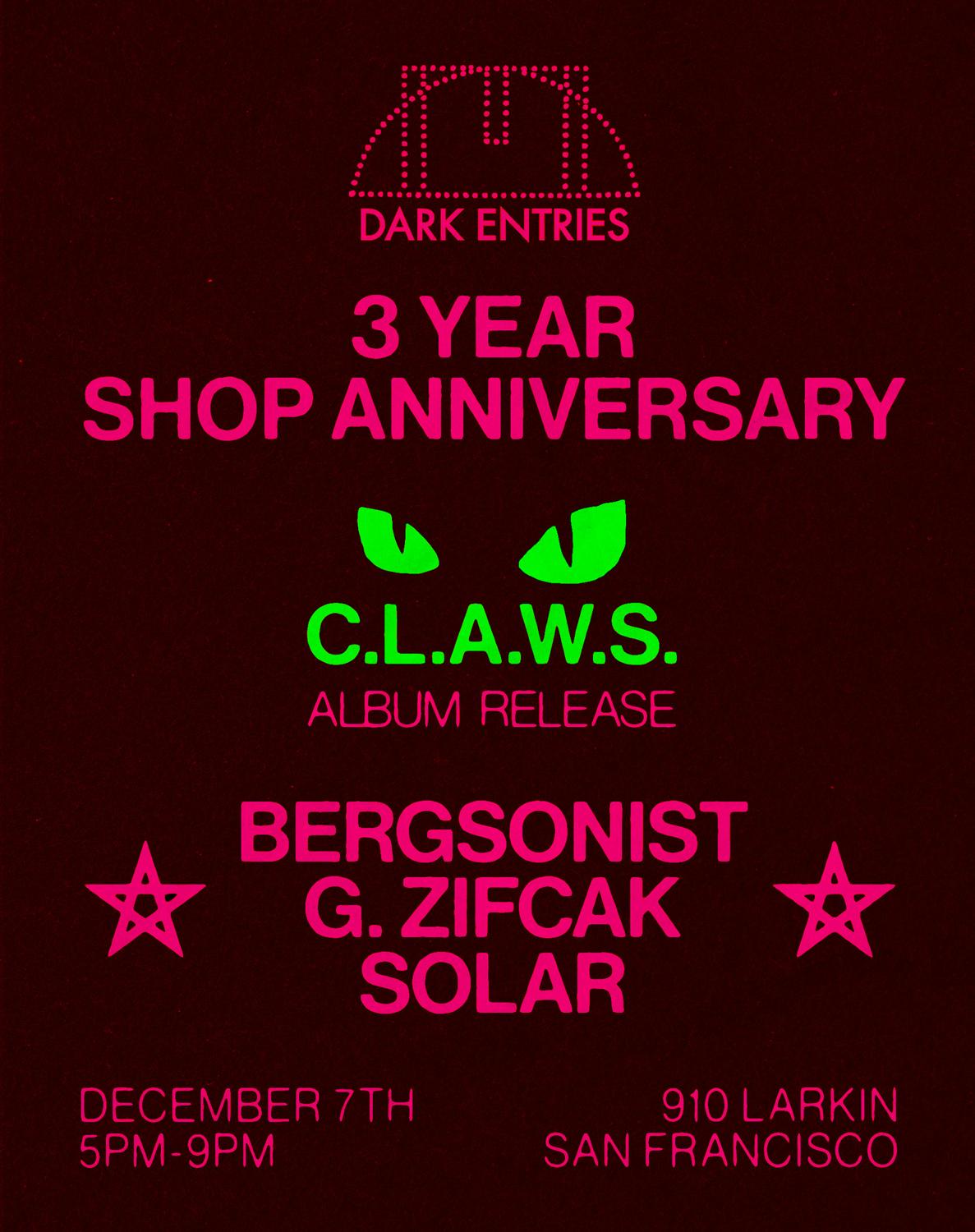 Dark Entries Shop 3 Year Anniversary