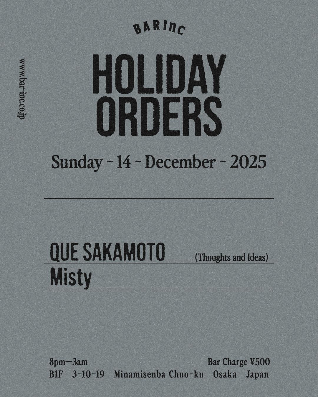 Holiday Orders