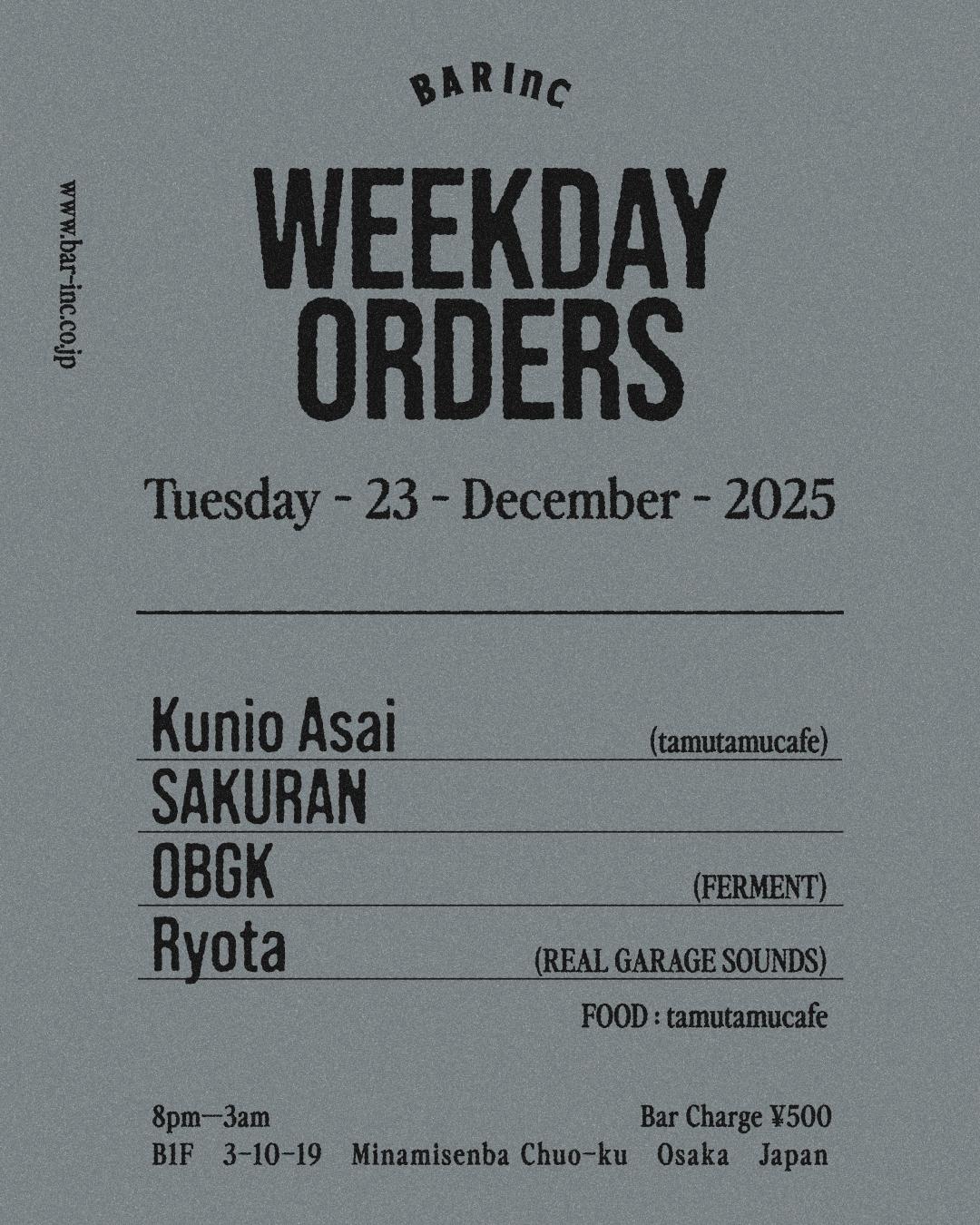 Weekday Orders