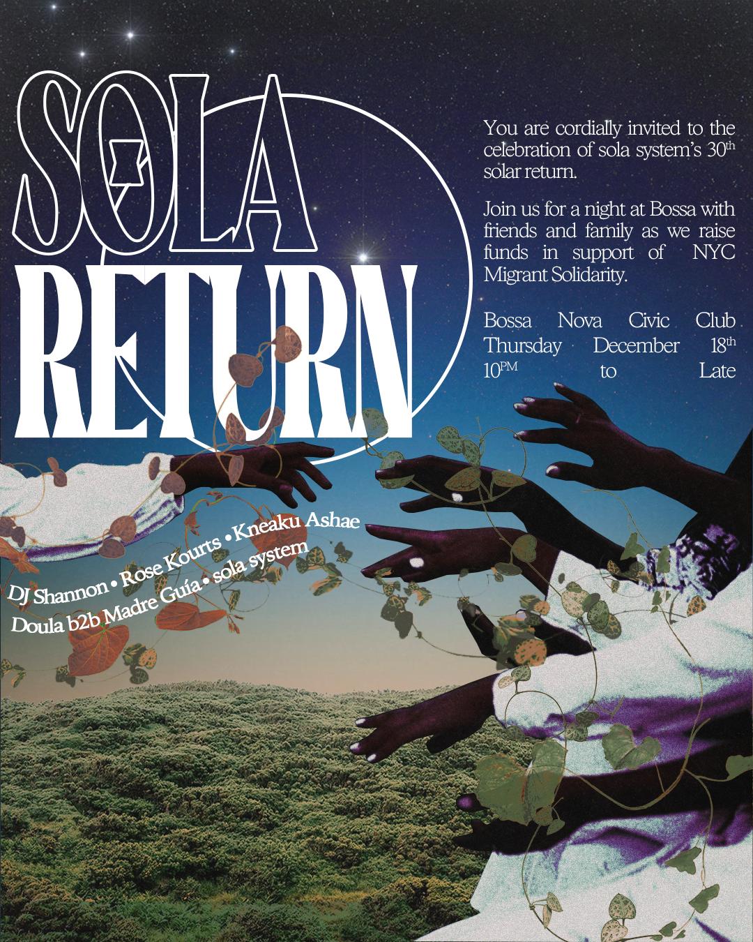 Sola Return: Sola System'S 30Th Bday Fundraiser