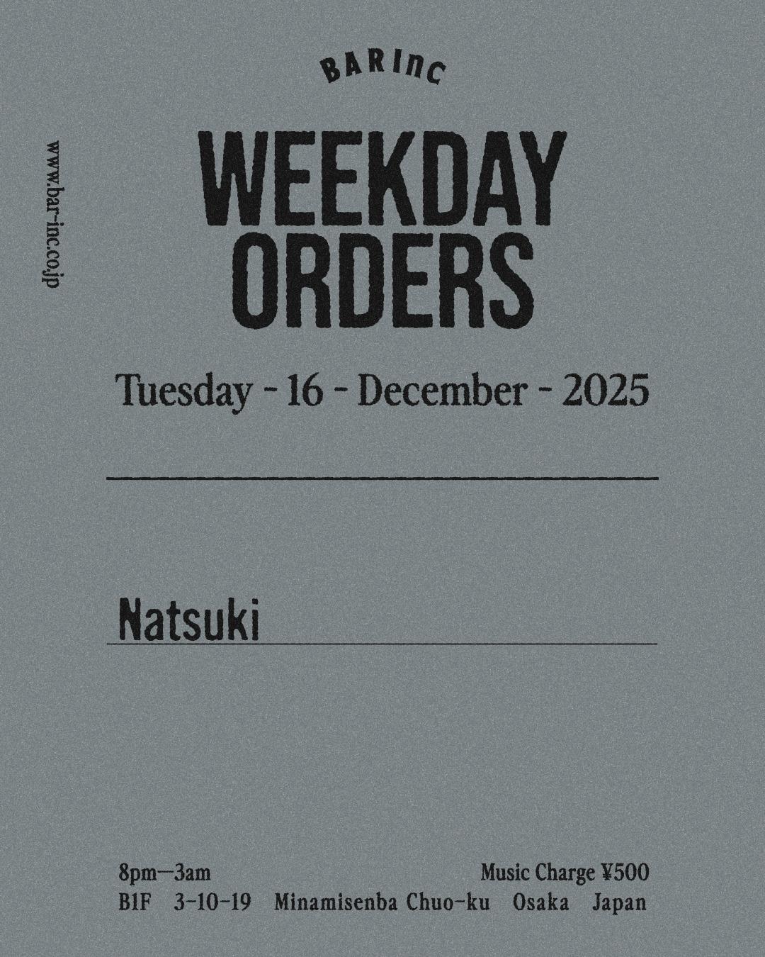 Weekday Orders