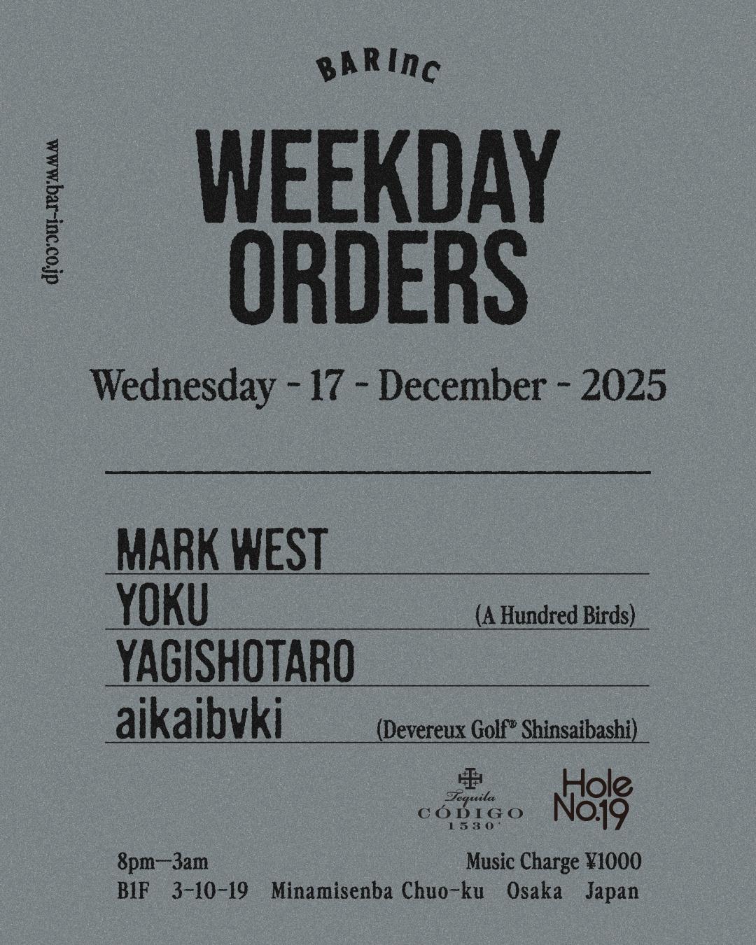 Weekday Orders