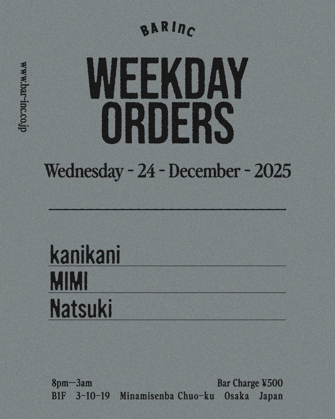 Weekday Orders