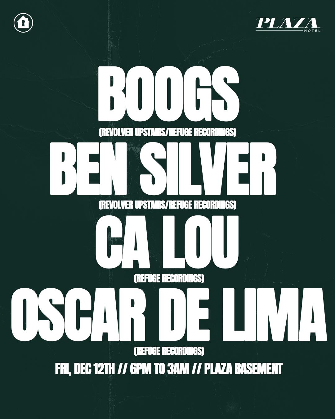 Refuge Recordings Presents Boogs, Ben Silver & Ca Lou