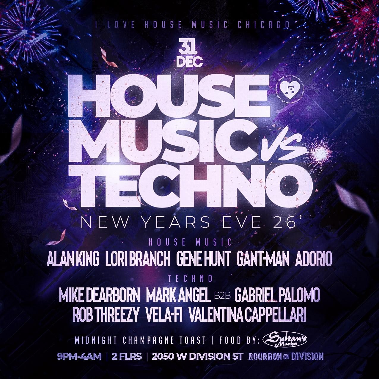 New Years Eve. House Music Vs Techno On 2 Floors From 9P-4Am