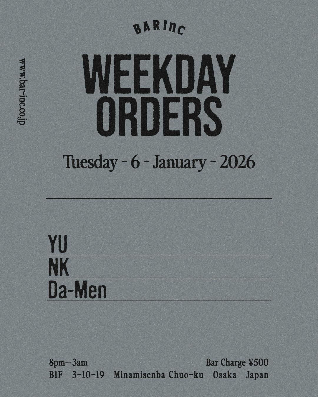 Weekday Orders