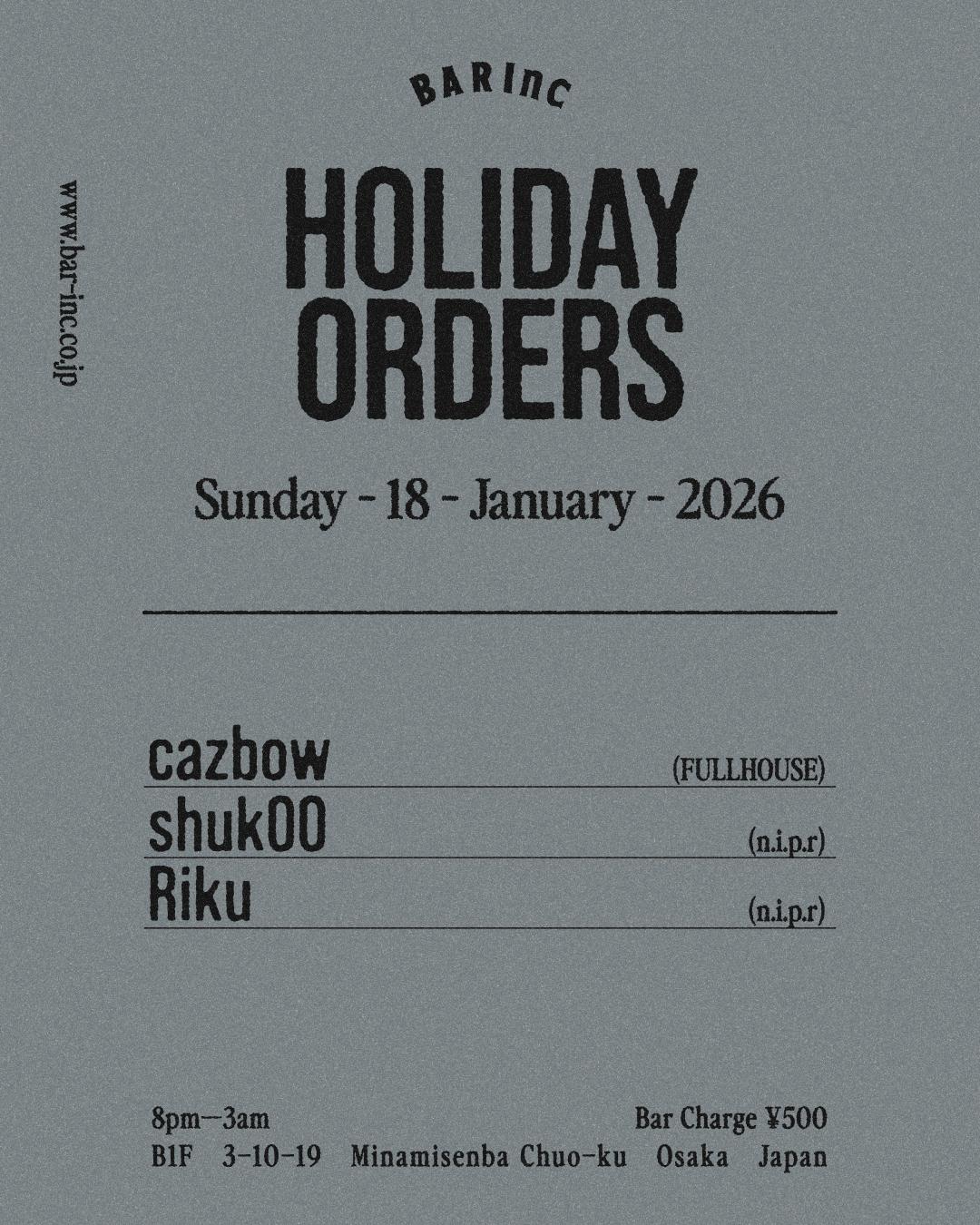 Holiday Orders