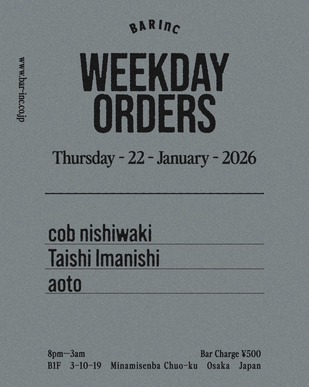 Weekday Orders